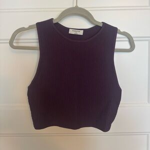 Babaton Deep Purple Ribbed Tank Top